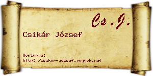 Csikár József névjegykártya